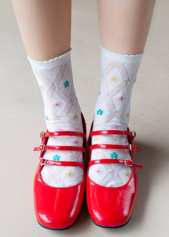 Little Flower Socks - White