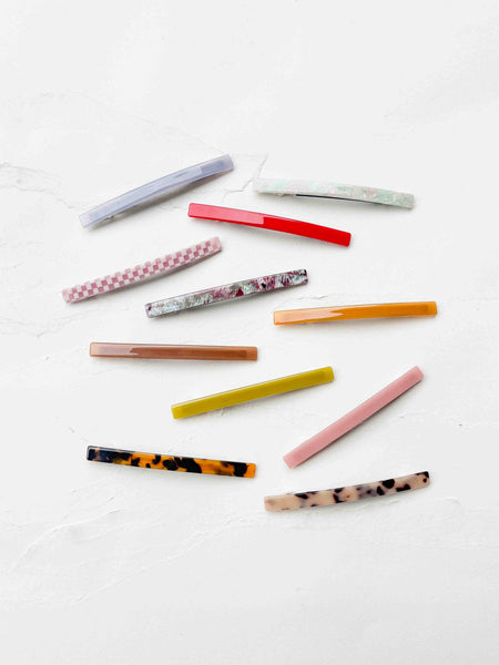 Tiepology - Classic Slim Cellulose Acetate Hair Barrette: Wood