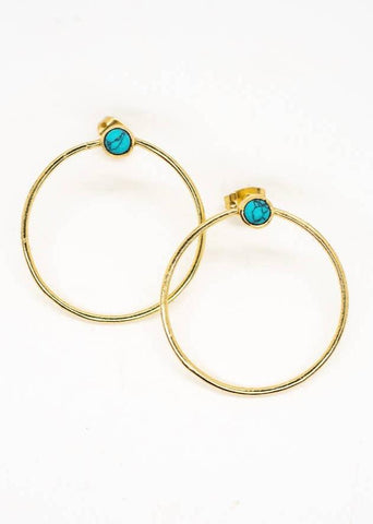 Full Circle Stud Earring - Turquoise