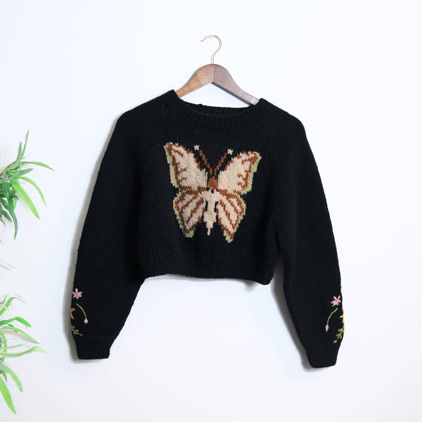 Butterfly Meadow Knit Crop Sweater