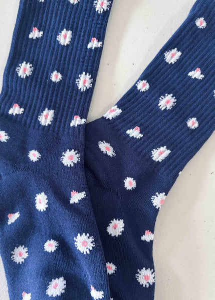 Tiepology - Daisy Dot Crew Socks: Orange