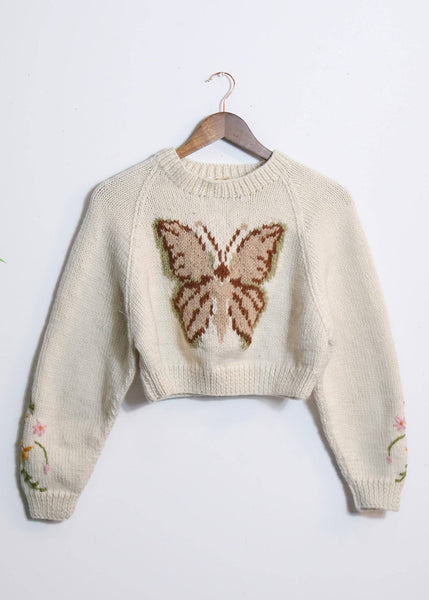 Butterfly Meadow Knit Crop Sweater
