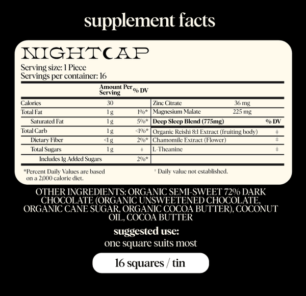 Nightcap — mushroom chocolate supplement for deep sleep