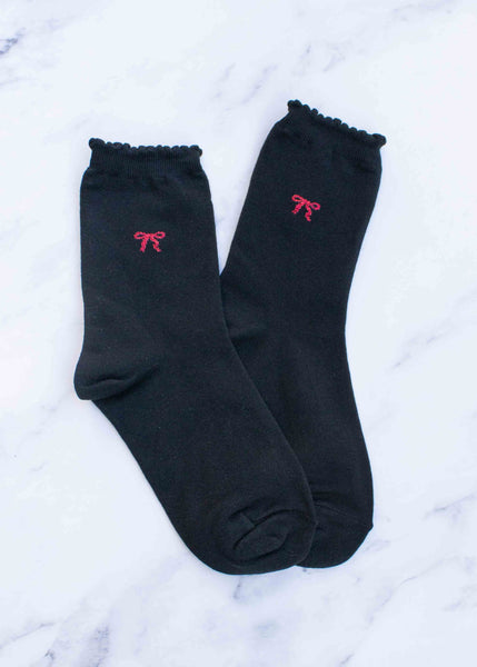 Bow Accent Socks - Black
