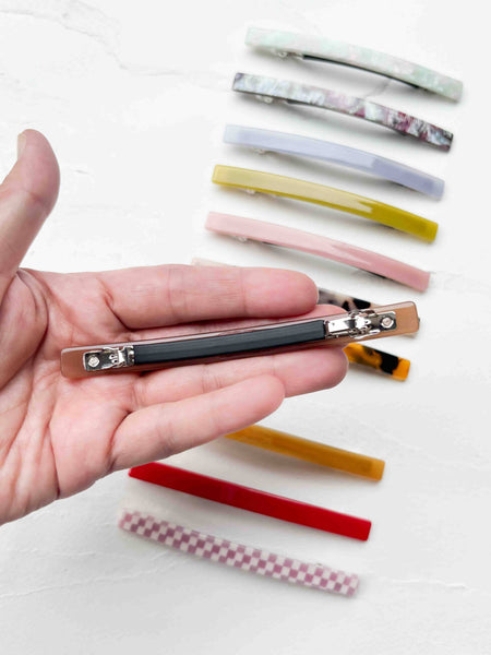 Tiepology - Classic Slim Cellulose Acetate Hair Barrette: Wood