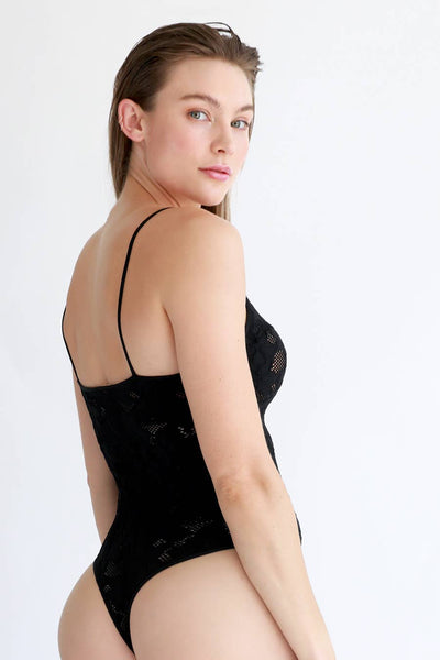 Lace Hole Bodysuit - Black