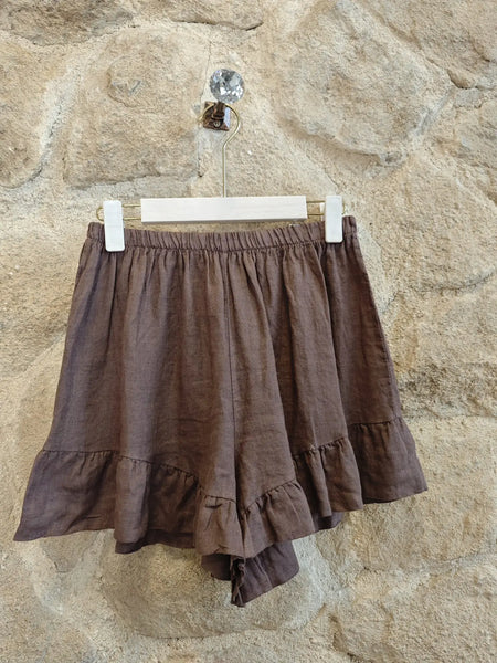 Ruffle Linen Shorts