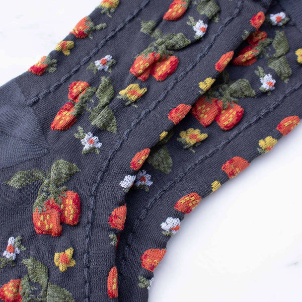 Strawberry Farm Socks - Charcoal