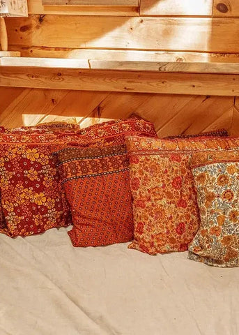 Silk Pillow Case - White Orange