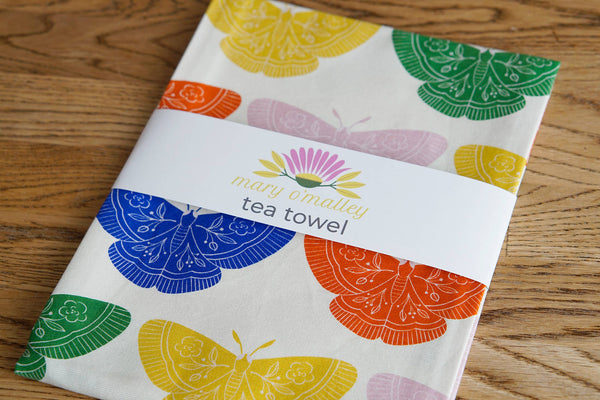 Modern Folk Tea Towel Moths