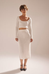 Diamond Knit Slip Skirt - White