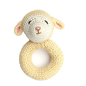 Crocheted Lamb Ring Rattle