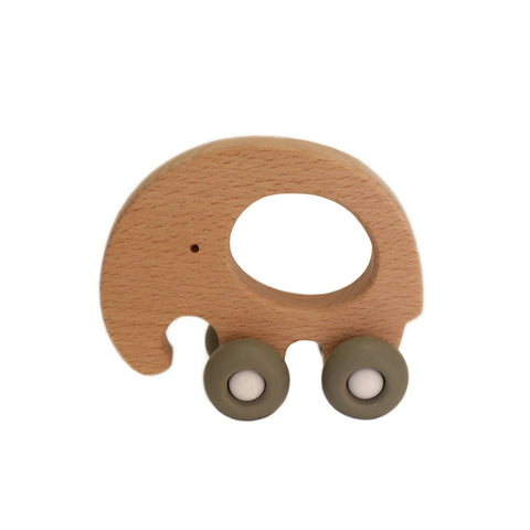 Wooden Elephant Teething Push Toy