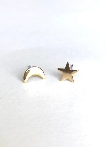 Mini Moon and Star Studs