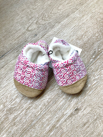 Pink Woven Hearts Soft Soled Baby Shoes