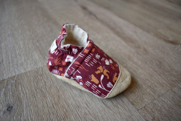 Maroon Meadow Soft Soled Baby Shoes